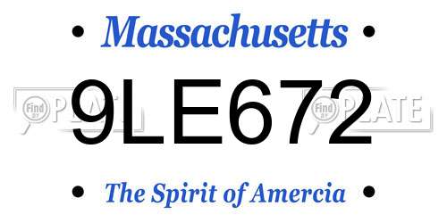 9LE672 Massachusetts License Plate