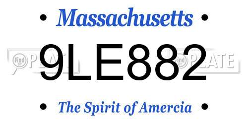 9LE882 Massachusetts License Plate