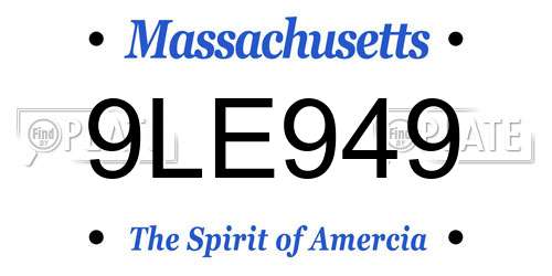 9LE949 Massachusetts License Plate