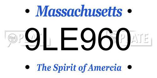 9LE960 Massachusetts License Plate
