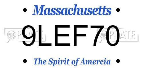 9LEF70 Massachusetts License Plate