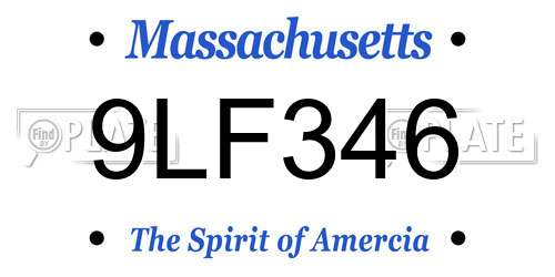 9LF346 Massachusetts License Plate