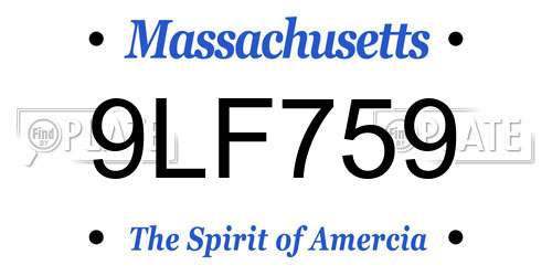 9LF759 Massachusetts License Plate