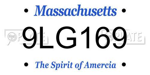 9LG169 Massachusetts License Plate
