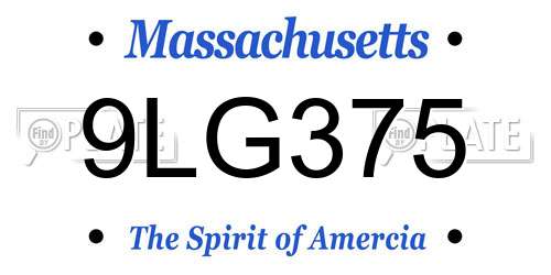 9LG375 Massachusetts License Plate