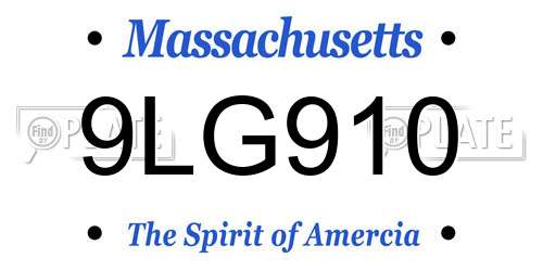 9LG910 Massachusetts License Plate