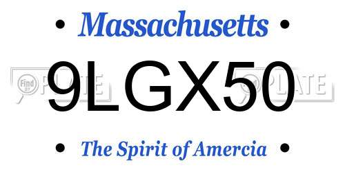 9LGX50 Massachusetts License Plate