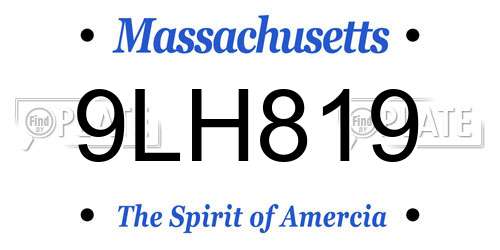 9LH819 Massachusetts License Plate