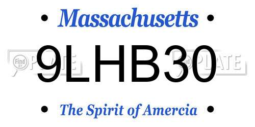 9LHB30 Massachusetts License Plate