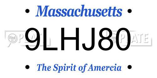 9LHJ80 Massachusetts License Plate