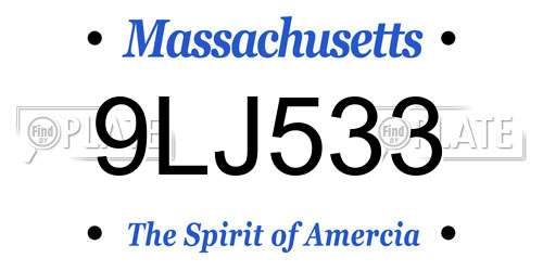 9LJ533 Massachusetts License Plate