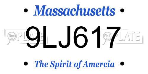 9LJ617 Massachusetts License Plate