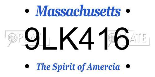 9LK416 Massachusetts License Plate