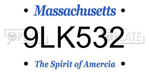 9LK532 Massachusetts License Plate