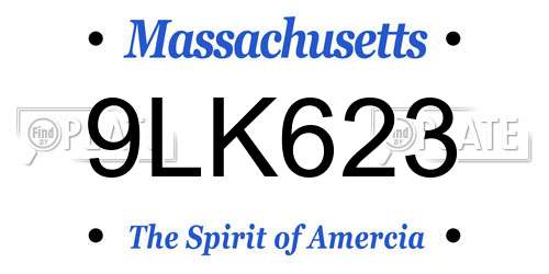 9LK623 Massachusetts License Plate