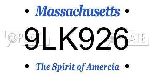 9LK926 Massachusetts License Plate