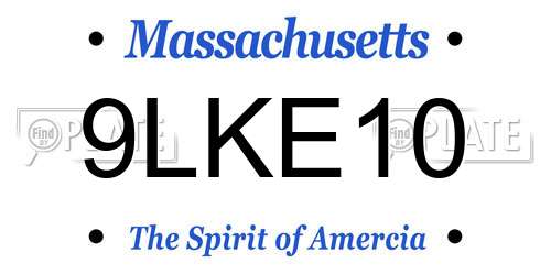 9LKE10 Massachusetts License Plate