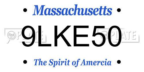 9LKE50 Massachusetts License Plate