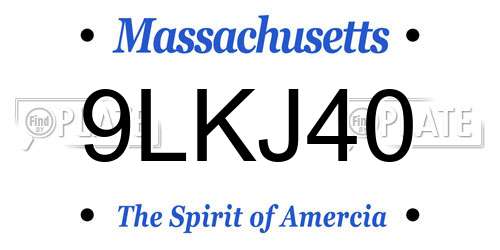 9LKJ40 Massachusetts License Plate