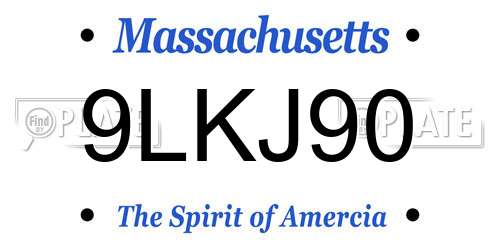 9LKJ90 Massachusetts License Plate