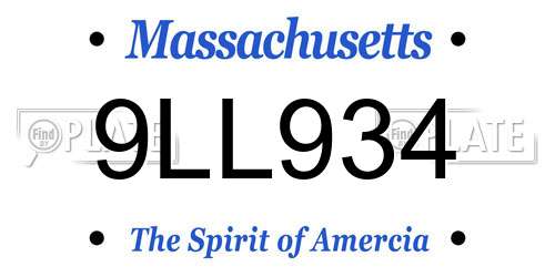 9LL934 Massachusetts License Plate