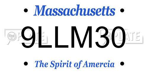 9LLM30 Massachusetts License Plate