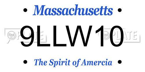 9LLW10 Massachusetts License Plate