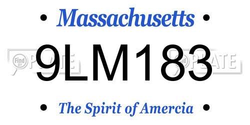 9LM183 Massachusetts License Plate