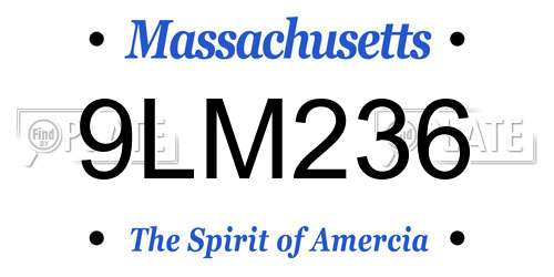 9LM236 Massachusetts License Plate