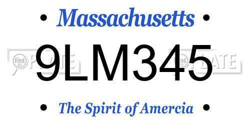 9LM345 Massachusetts License Plate