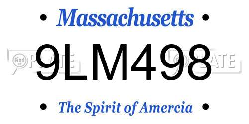 9LM498 Massachusetts License Plate