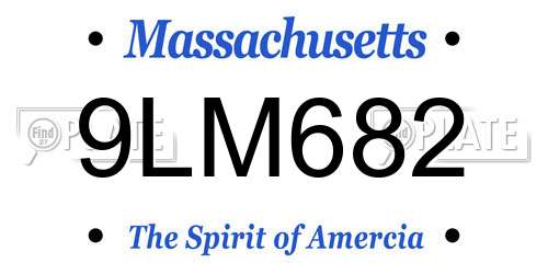 9LM682 Massachusetts License Plate