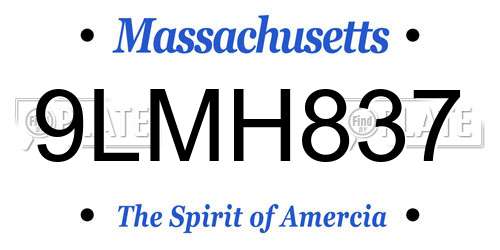 9LMH837 Massachusetts License Plate
