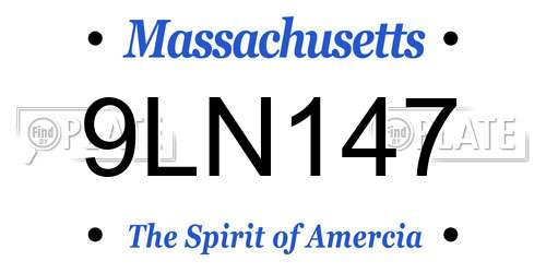 9LN147 Massachusetts License Plate