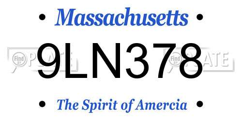 9LN378 Massachusetts License Plate
