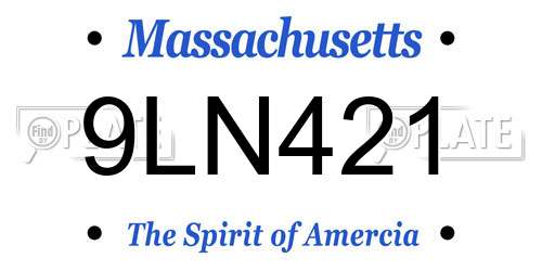 9LN421 Massachusetts License Plate