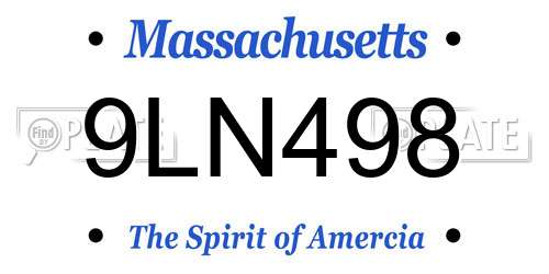 9LN498 Massachusetts License Plate