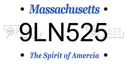 9LN525 Massachusetts License Plate
