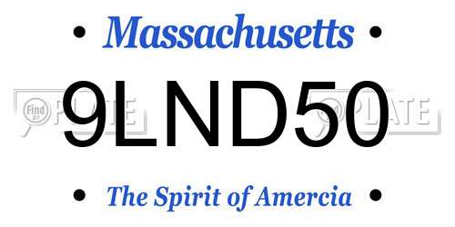 9LND50 Massachusetts License Plate