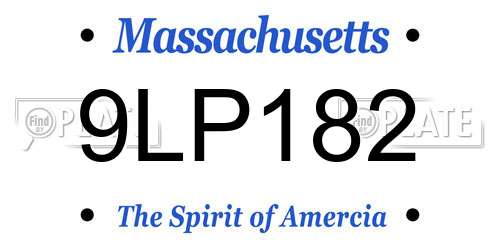 9LP182 Massachusetts License Plate