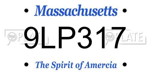 9LP317 Massachusetts License Plate