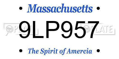 9LP957 Massachusetts License Plate