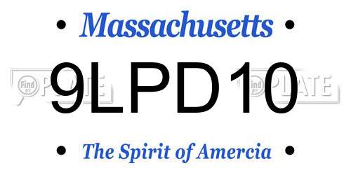 9LPD10 Massachusetts License Plate