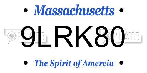 9LRK80 Massachusetts License Plate