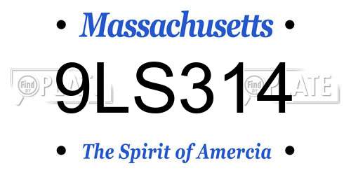 9LS314 Massachusetts License Plate