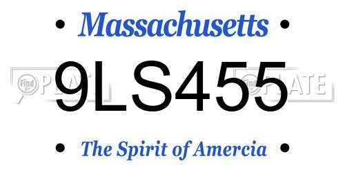 9LS455 Massachusetts License Plate