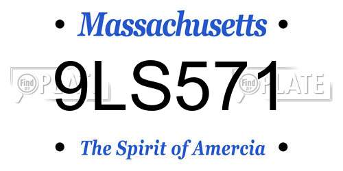 9LS571 Massachusetts License Plate