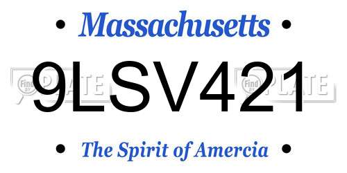 9LSV421 Massachusetts License Plate
