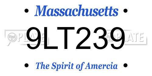 9LT239 Massachusetts License Plate