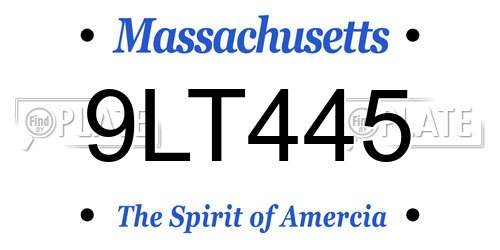 9LT445 Massachusetts License Plate